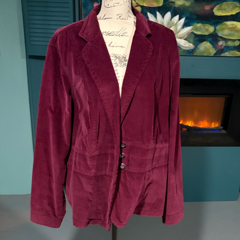 a.n.a Women's Burgundy Corduroy Blazer